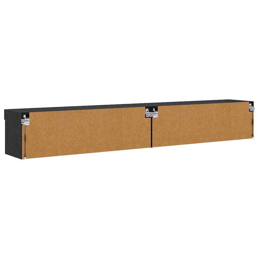 Tv Wandkasten Panama 2 Pcs 100 X 30 X 30 Cm Zwart eiken