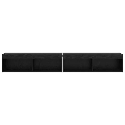 Tv Wandkasten Panama 2 Pcs 100 X 30 X 30 Cm Zwart eiken