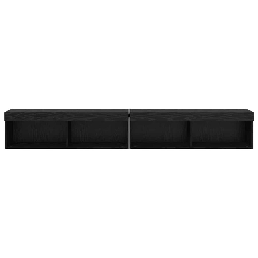 Tv Wandkasten Panama 2 Pcs 100 X 30 X 30 Cm Zwart eiken