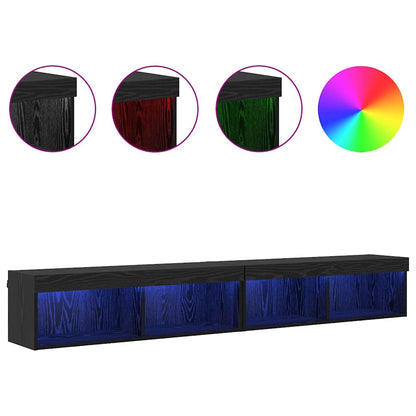 Tv Wandkasten Panama 2 Pcs 100 X 30 X 30 Cm Zwart eiken