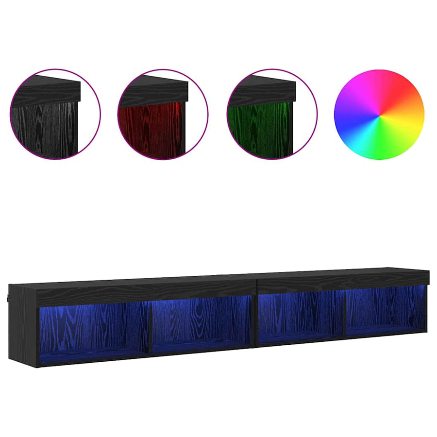 Tv Wandkasten Panama 2 Pcs 100 X 30 X 30 Cm Zwart eiken