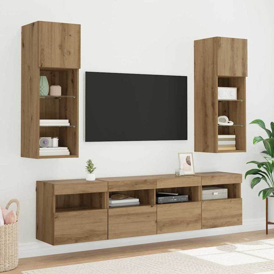 Tv Wandkast Artisan Eiken 40 X 30 X 40 Cm Bewerkt Hout