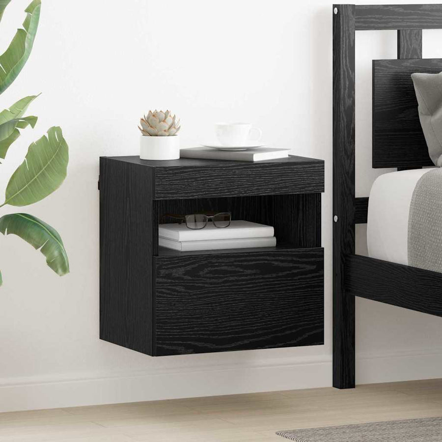 Tv Wandkast Zwart Eiken 40 X 30 X 40 Cm Bewerkt Hout