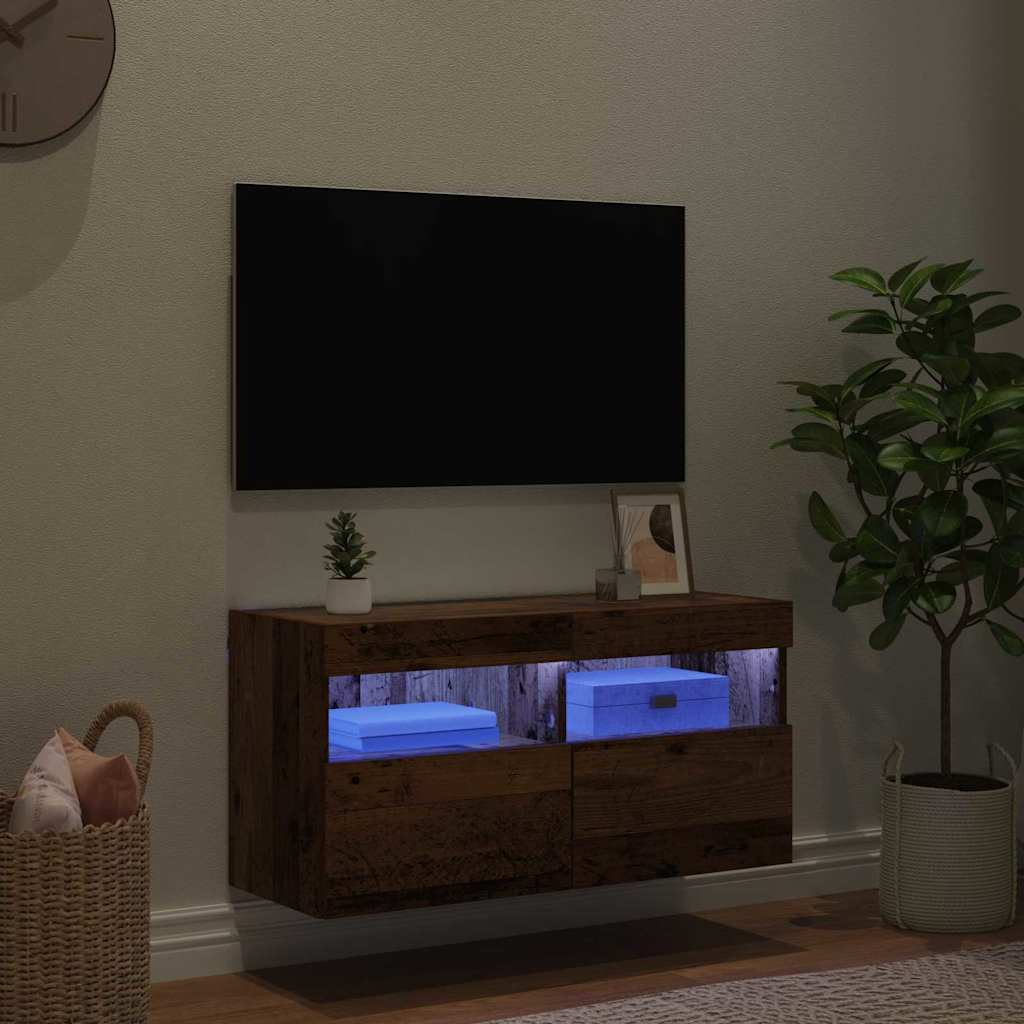 Tv Wandkast Oud Hout 80 X 30 X 40 Cm Bewerkt Hout