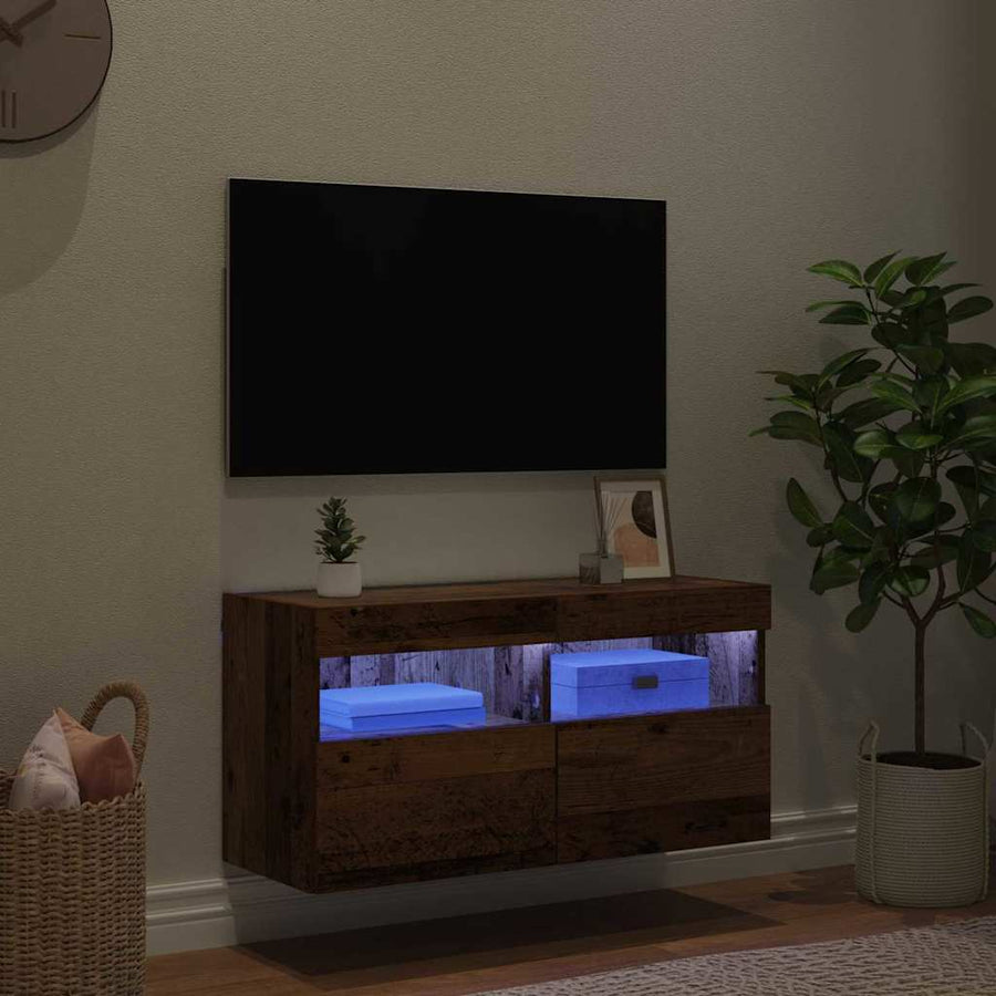 Tv Wandkast Oud Hout 80 X 30 X 40 Cm Bewerkt Hout