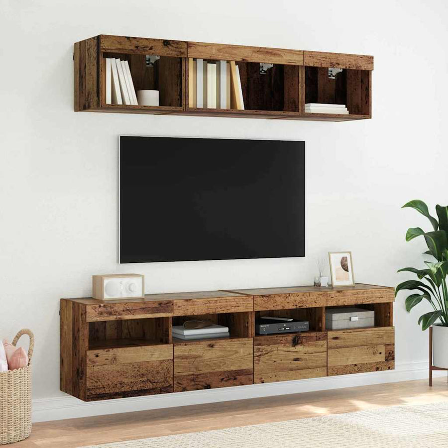 Tv Wandkast Oud Hout 80 X 30 X 40 Cm Bewerkt Hout