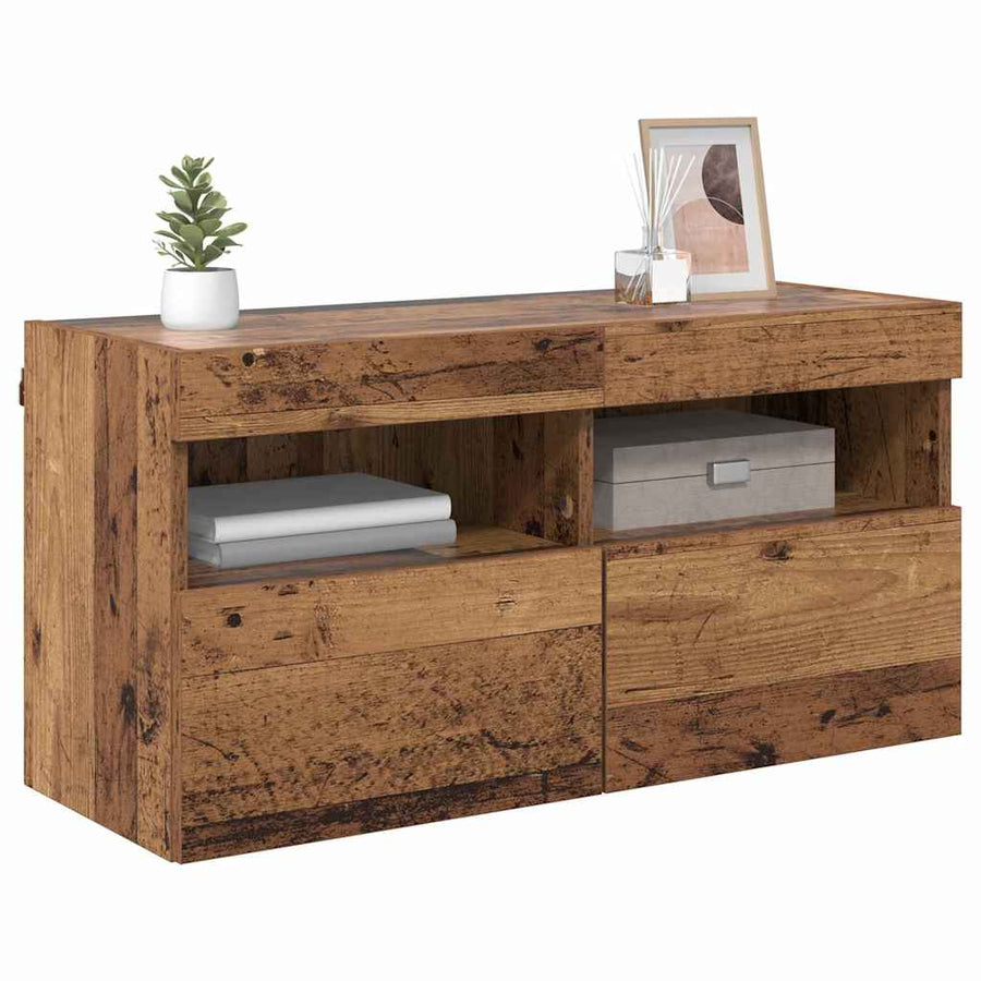Tv Wandkast Oud Hout 80 X 30 X 40 Cm Bewerkt Hout