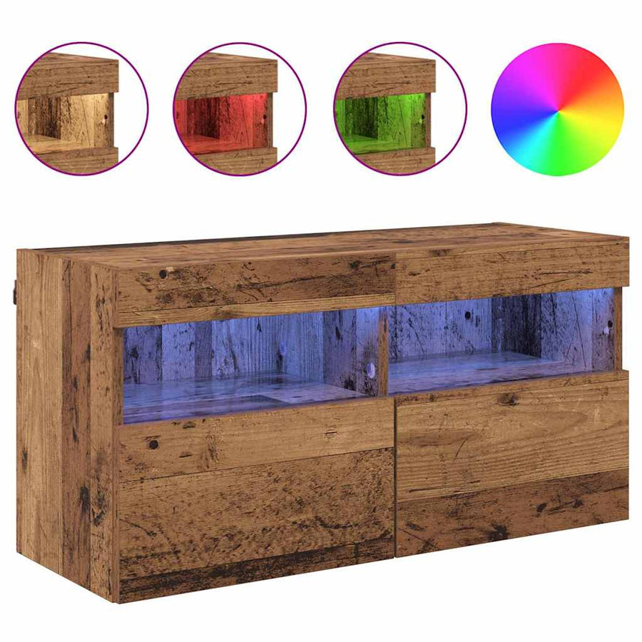 Tv Wandkast Oud Hout 80 X 30 X 40 Cm Bewerkt Hout