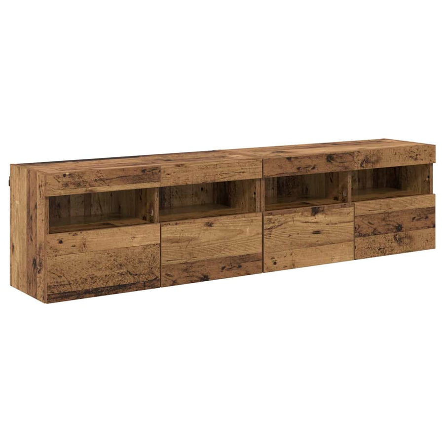 Tv Wandkasten 2 Pcs Oud Hout 80 X 30 X 40 Cm Bewerkt Hout