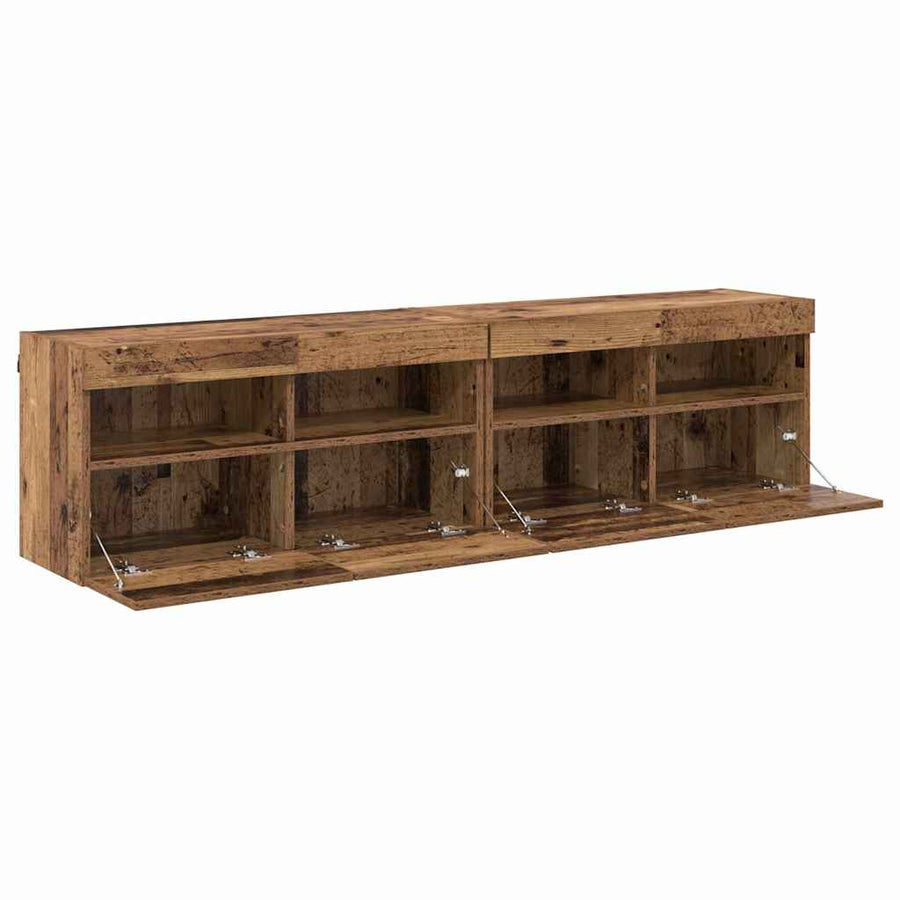 Tv Wandkasten 2 Pcs Oud Hout 80 X 30 X 40 Cm Bewerkt Hout