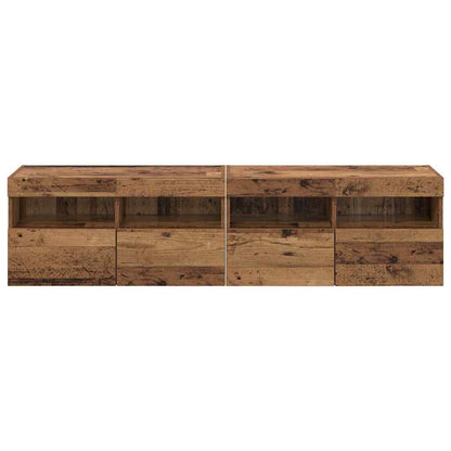 Tv Wandkasten 2 Pcs Oud Hout 80 X 30 X 40 Cm Bewerkt Hout
