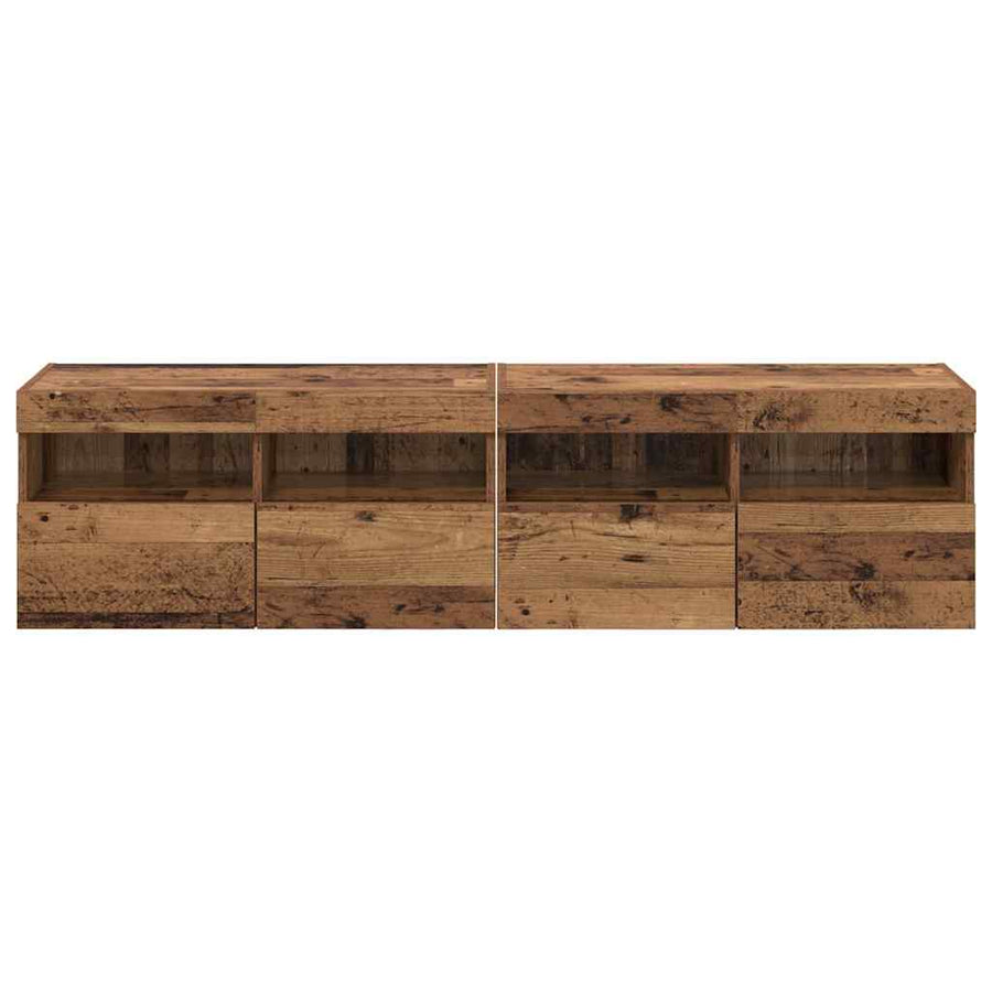 Tv Wandkasten 2 Pcs Oud Hout 80 X 30 X 40 Cm Bewerkt Hout