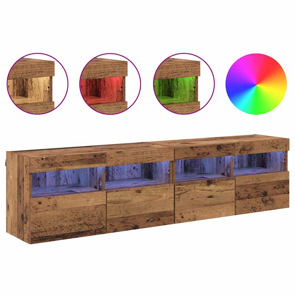 Tv Wandkasten 2 Pcs Oud Hout 80 X 30 X 40 Cm Bewerkt Hout