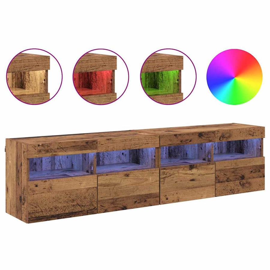 Tv Wandkasten 2 Pcs Oud Hout 80 X 30 X 40 Cm Bewerkt Hout