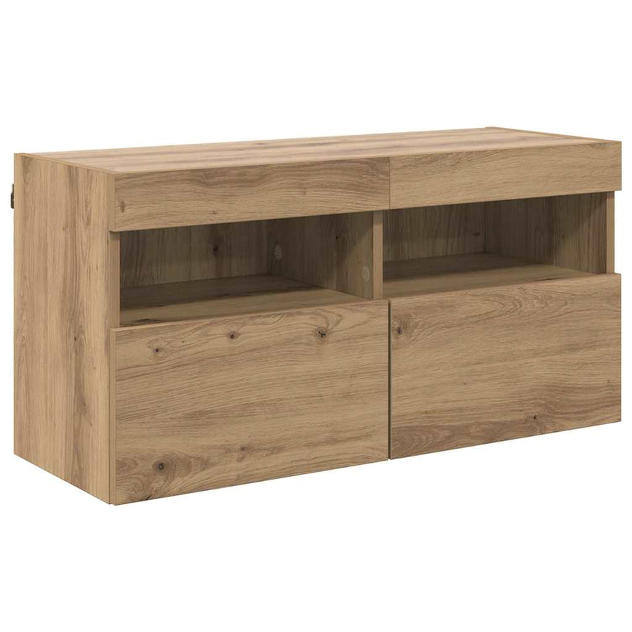 Tv Wandkast Artisan Eiken 80 X 30 X 40 Cm Bewerkt Hout