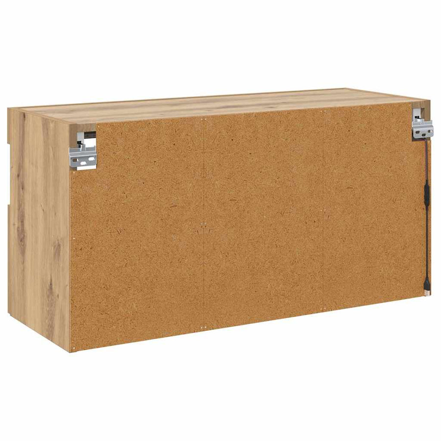 Tv Wandkast Artisan Eiken 80 X 30 X 40 Cm Bewerkt Hout