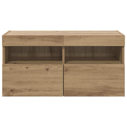 Tv Wandkast Artisan Eiken 80 X 30 X 40 Cm Bewerkt Hout