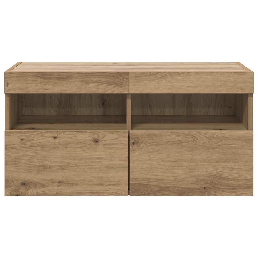 Tv Wandkast Artisan Eiken 80 X 30 X 40 Cm Bewerkt Hout