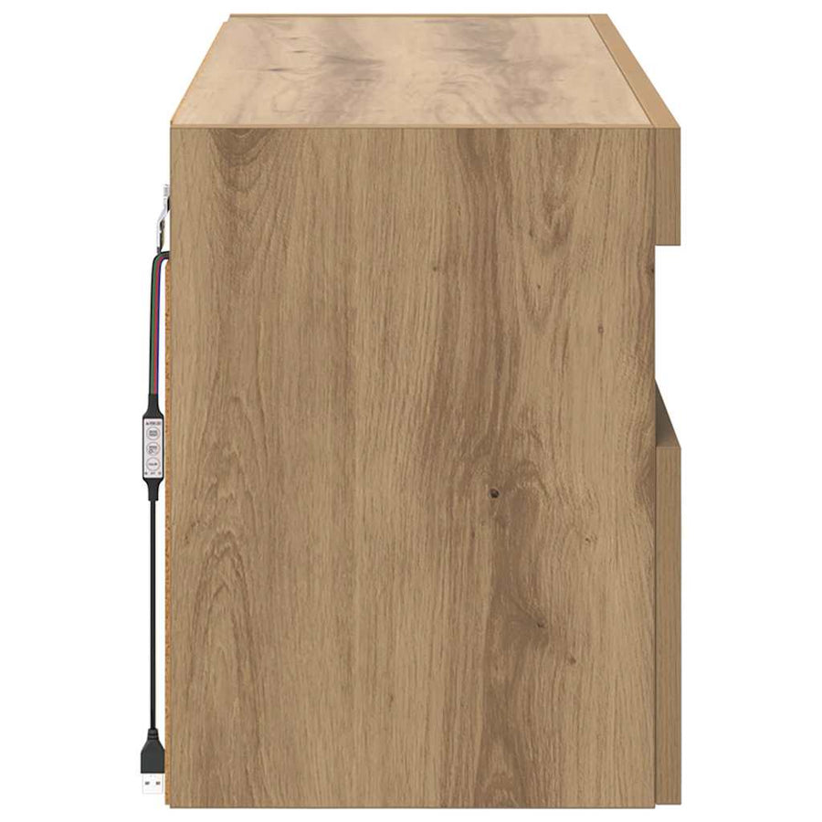 Tv Wandkast Artisan Eiken 80 X 30 X 40 Cm Bewerkt Hout