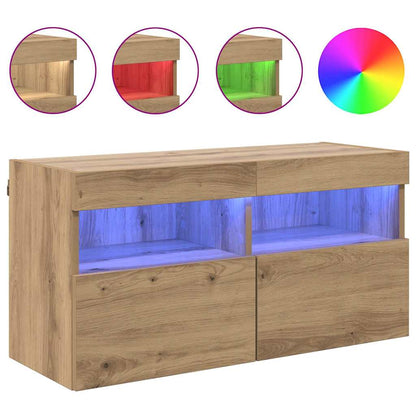 Tv Wandkast Artisan Eiken 80 X 30 X 40 Cm Bewerkt Hout