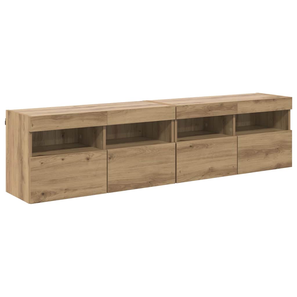 Tv Wandkasten 2 Pcs Artisan Eiken 80 X 30 X 40 Cm Bewerkt Hout