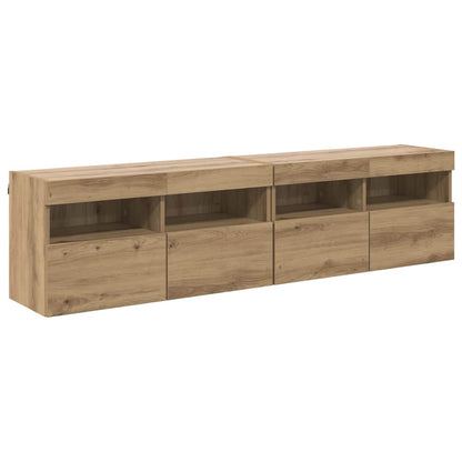 Tv Wandkasten 2 Pcs Artisan Eiken 80 X 30 X 40 Cm Bewerkt Hout
