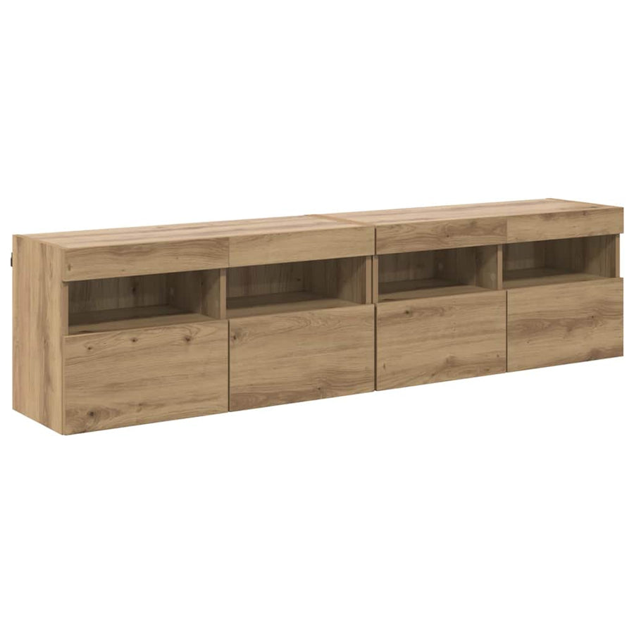 Tv Wandkasten 2 Pcs Artisan Eiken 80 X 30 X 40 Cm Bewerkt Hout