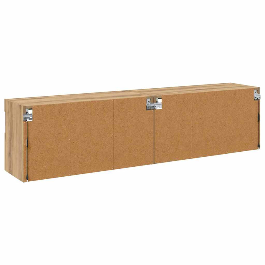 Tv Wandkasten 2 Pcs Artisan Eiken 80 X 30 X 40 Cm Bewerkt Hout