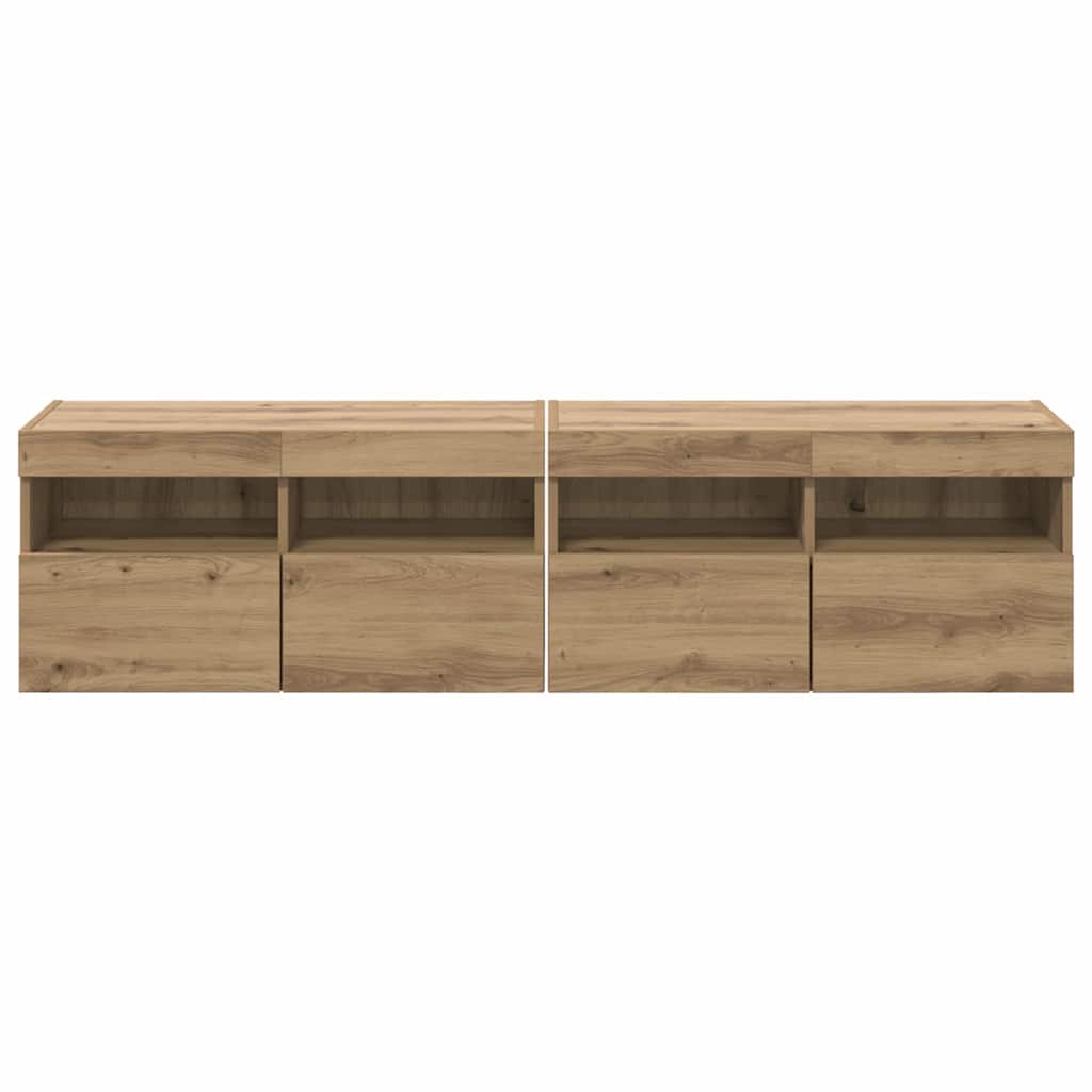 Tv Wandkasten 2 Pcs Artisan Eiken 80 X 30 X 40 Cm Bewerkt Hout