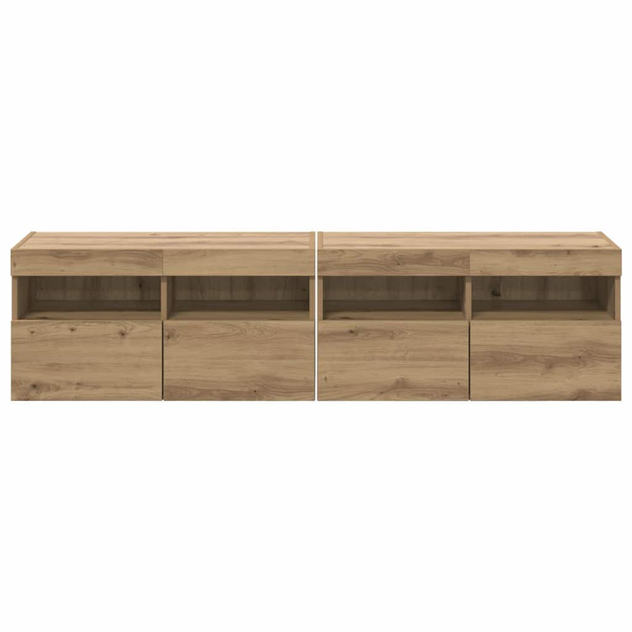 Tv Wandkasten 2 Pcs Artisan Eiken 80 X 30 X 40 Cm Bewerkt Hout