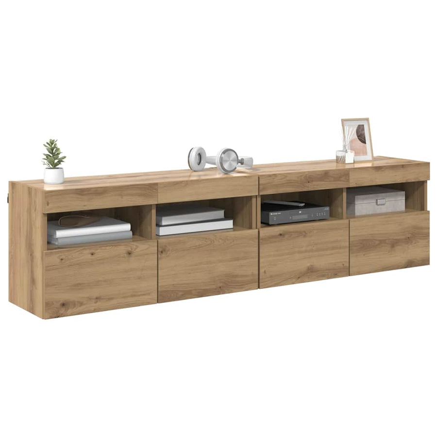 Tv Wandkasten 2 Pcs Artisan Eiken 80 X 30 X 40 Cm Bewerkt Hout
