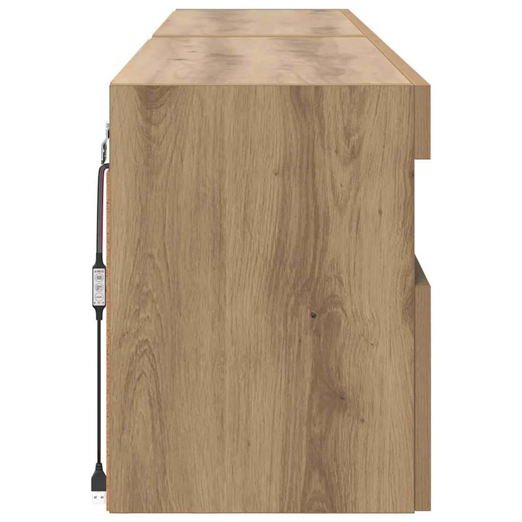 Tv Wandkasten 2 Pcs Artisan Eiken 80 X 30 X 40 Cm Bewerkt Hout