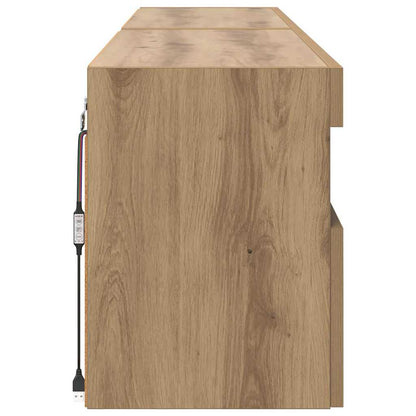 Tv Wandkasten 2 Pcs Artisan Eiken 80 X 30 X 40 Cm Bewerkt Hout
