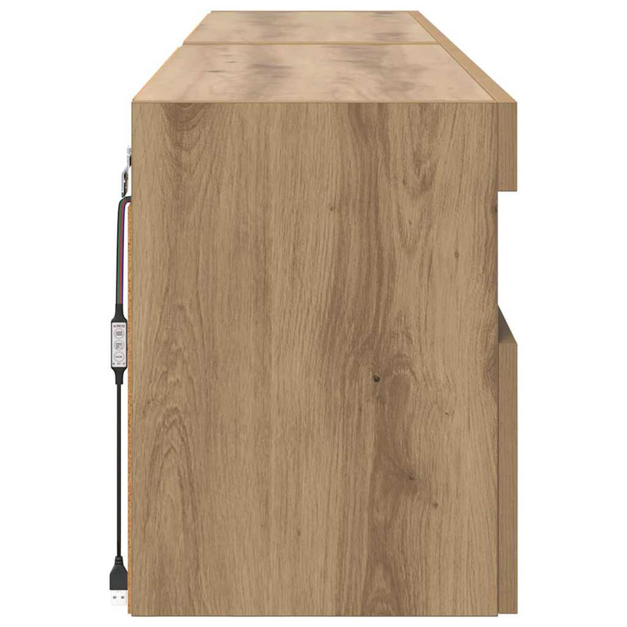 Tv Wandkasten 2 Pcs Artisan Eiken 80 X 30 X 40 Cm Bewerkt Hout