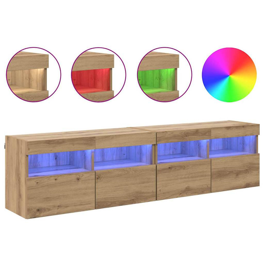 Tv Wandkasten 2 Pcs Artisan Eiken 80 X 30 X 40 Cm Bewerkt Hout