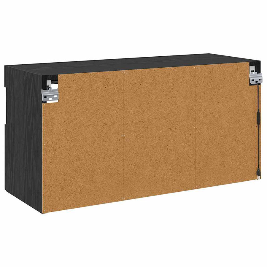 Tv Wandkast Zwart Eiken 80 X 30 X 40 Cm Bewerkt Hout