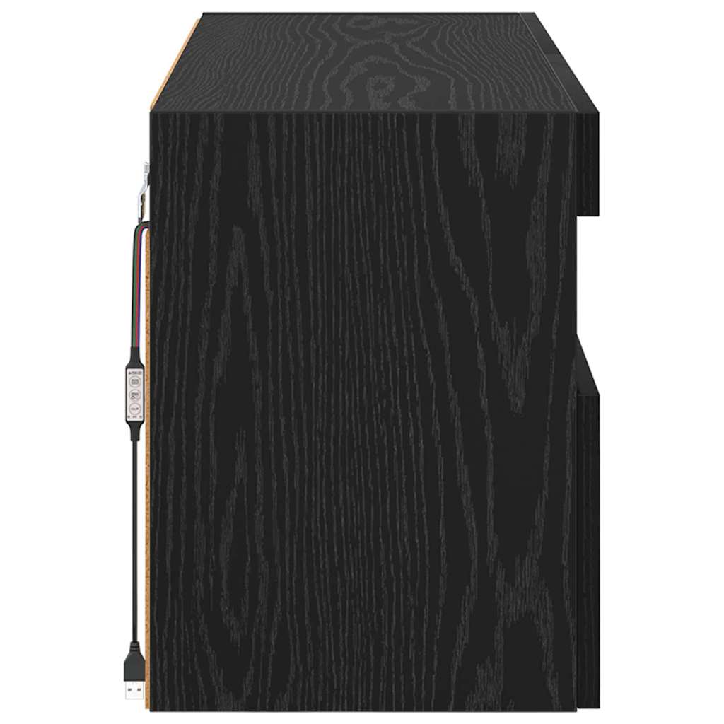 Tv Wandkast Zwart Eiken 80 X 30 X 40 Cm Bewerkt Hout