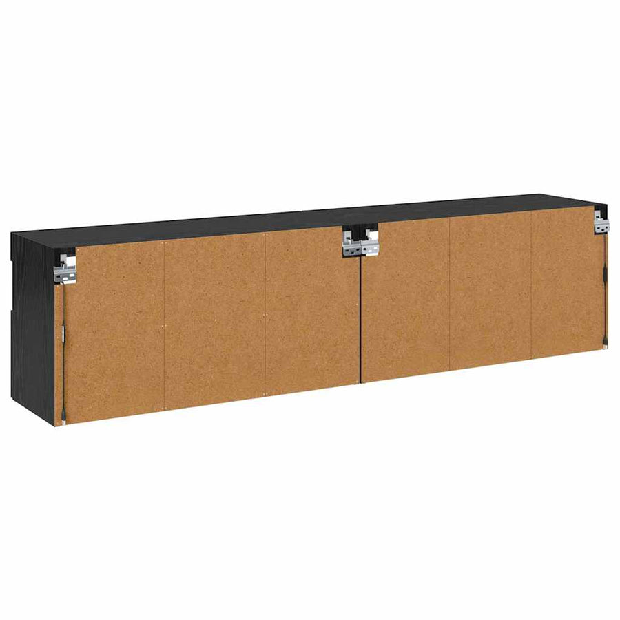 Tv Wandkasten 2 Pcs Zwart Eiken 80 X 30 X 40 Cm Bewerkt Hout