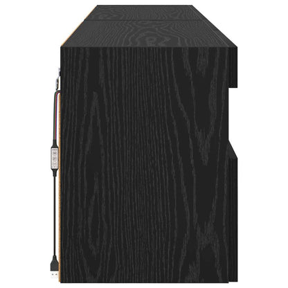 Tv Wandkasten 2 Pcs Zwart Eiken 80 X 30 X 40 Cm Bewerkt Hout