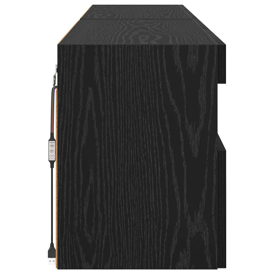 Tv Wandkasten 2 Pcs Zwart Eiken 80 X 30 X 40 Cm Bewerkt Hout
