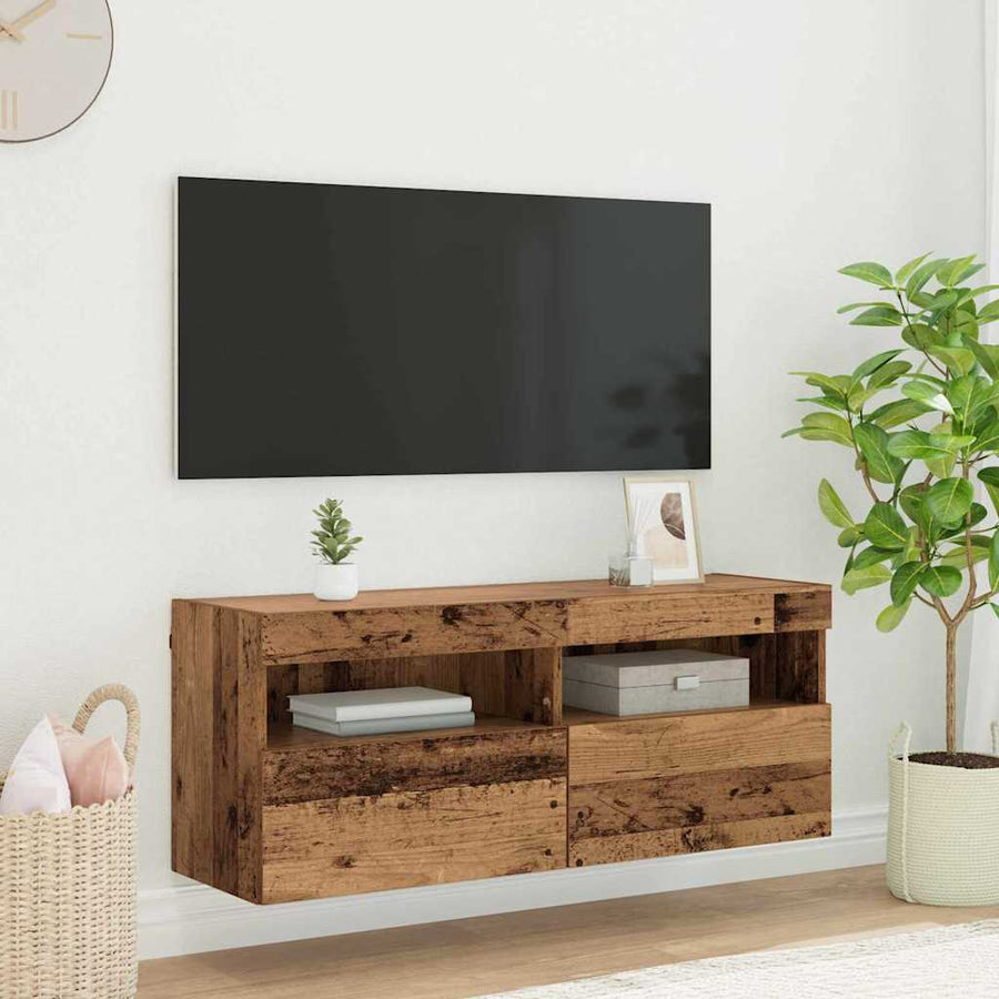 Tv Wandkast Oud Hout 100 X 30 X 40 Cm Bewerkt Hout