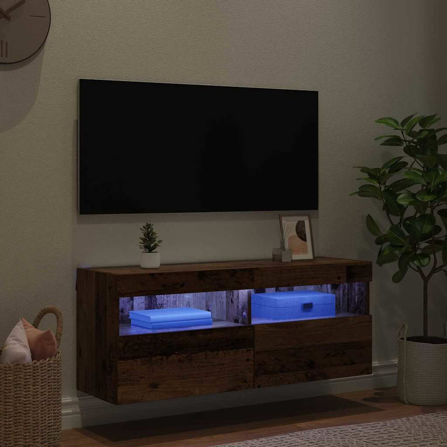 Tv Wandkast Oud Hout 100 X 30 X 40 Cm Bewerkt Hout