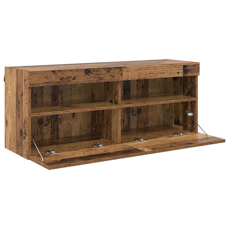 Tv Wandkast Oud Hout 100 X 30 X 40 Cm Bewerkt Hout
