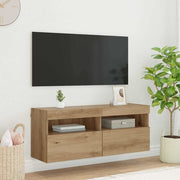 Tv meubel 100x30x40 cm bewerkt hout eikenlook