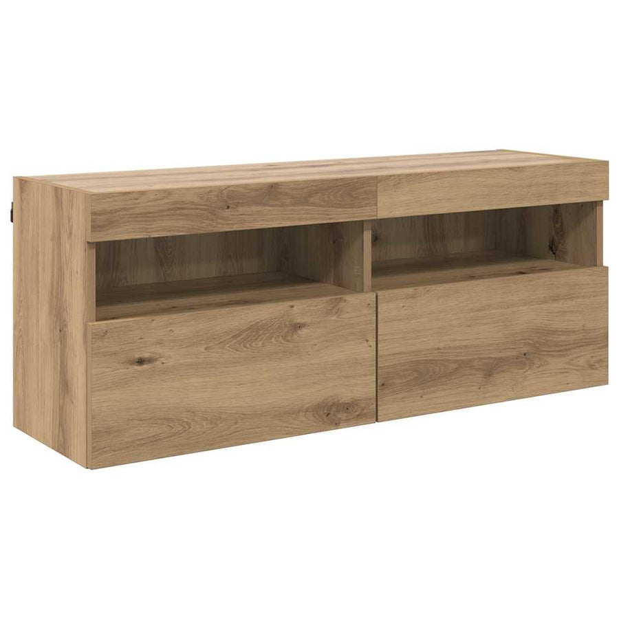 Tv Wandkast Artisan Eiken 100 X 30 X 40 Cm Bewerkt Hout