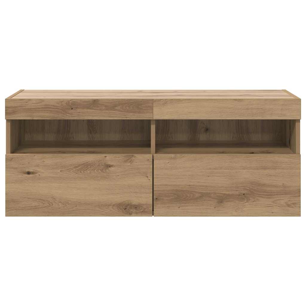 Tv Wandkast Artisan Eiken 100 X 30 X 40 Cm Bewerkt Hout