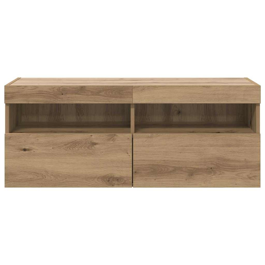 Tv Wandkast Artisan Eiken 100 X 30 X 40 Cm Bewerkt Hout