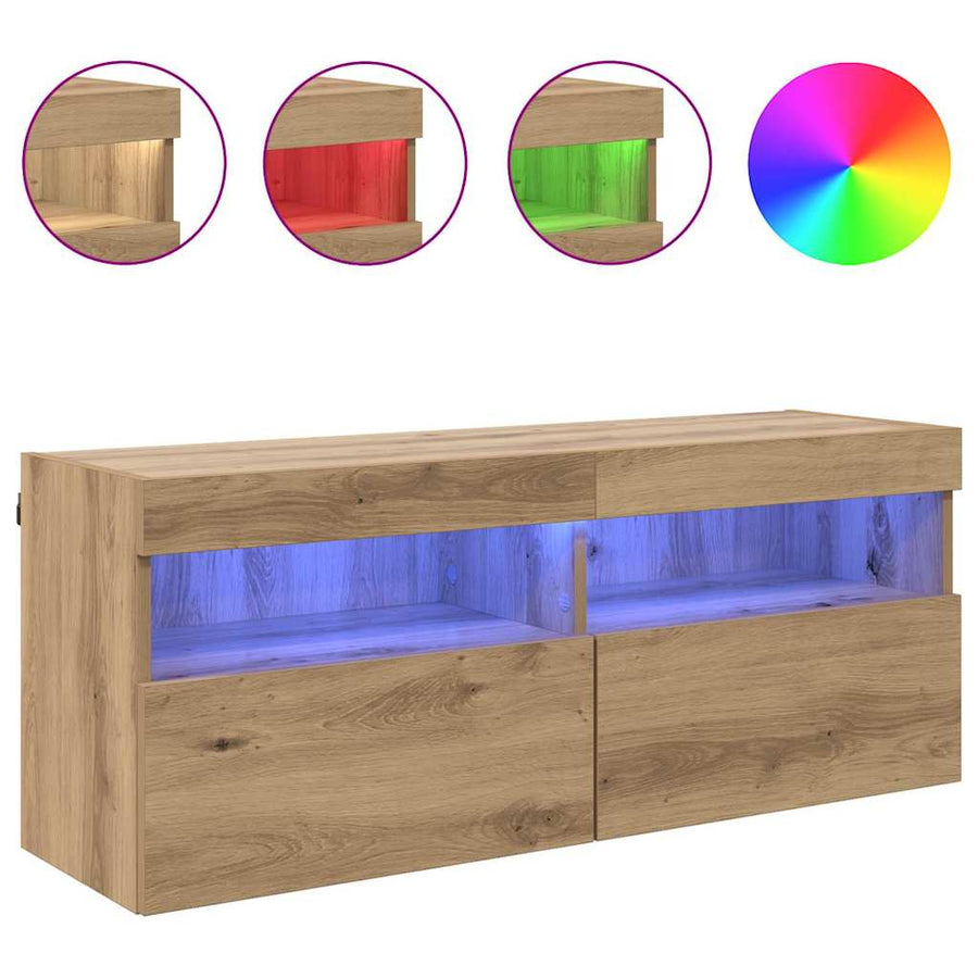Tv Wandkast Artisan Eiken 100 X 30 X 40 Cm Bewerkt Hout