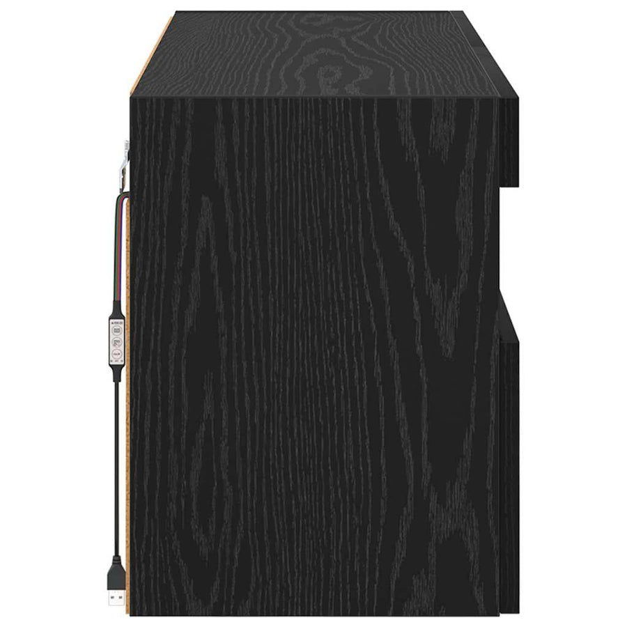 Tv Wandkast Zwart Eiken 100 X 30 X 40 Cm Bewerkt Hout