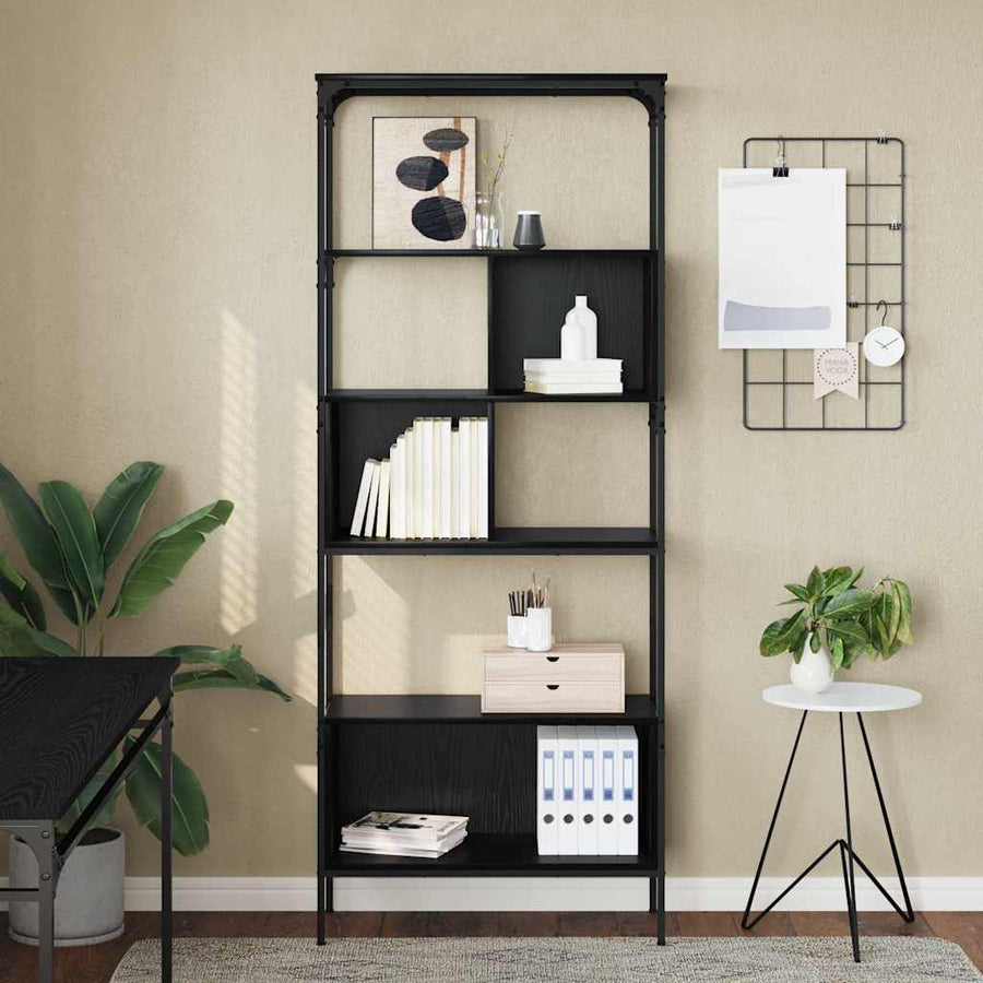 Boekenkast Zwart Eiken 76 x 33 x 188,5 cm Bewerkt hout